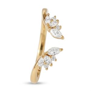 Anillo de boda de diamantes en racimo marquesa abierto con oro macizo de 14K, anillo de promesa ajustable de puño abierto para mujer - Product Image 2