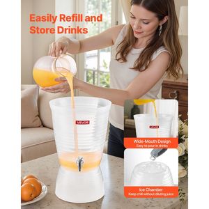 Dispenser per Bevande in Plastica da 2,64 Galloni con Rubinetto e Scomparto per Ghiaccio per Feste - Dispenser per Tè Freddo, Limonata, Succhi - Product Image 5