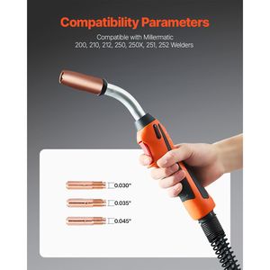 Pistola de Soldadura MIG Millermatic Compatible con los Modelos 200/210/212/250/250X/251/252, 250 Amp, con Cable de 15 Pies para Antorchas de Soldadura para 0. - Product Image 2