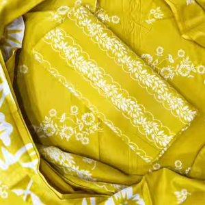 Cotton <b>Block</b> <b>Printed</b> Material With Mulmul Dupatta Elegant Salwar Kameez Material Indian Pakistani Style Suit Daily & Office Wear - Product Image 3