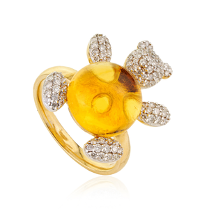 Unique Design Latest Handmade Women's Citrine & Diamond Teddy Bear <b>Cocktail</b> <b>Ring</b> Factory Custom Bulk Jewelry 18K Yellow <b>Gold</b> - Product Image 3