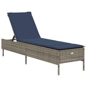 Chaise longue de patio réglable en rotin PE gris avec accoudoirs standard - Product Image 4