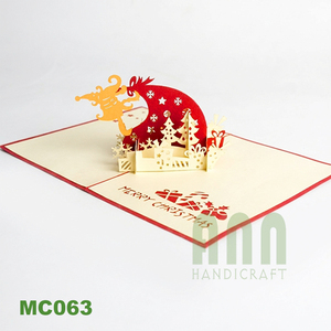 ANN HANDICRAFT MC063 Christmas Pop-up 3D Greeting Card <b>Red</b> Gold Stamping Die Cut <b>Paper</b> Handmade Star Shape - Product Image 6