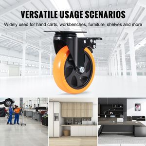 Set di 4 Ruote Girevoli per Carichi Pesanti da 5 Pollici con Blocco di Sicurezza A/B, Ruote in PVC Silenziose, Capacità di Carico 450 Libbre - Product Image 1