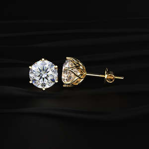 Round Cut Moissanite Lotus Radiance Stud Earrings 4 TCW Colorless VVS 14K Gold 2 Carat Solitaire 6-Prong <b>Screw</b> Back Handmade Jew - Product Image 4