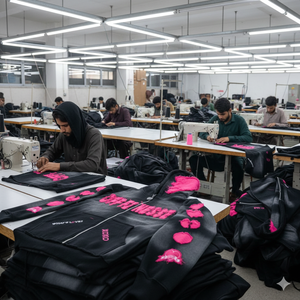 เสื้อฮู้ดดี้มาใหม่ ขายดี งานปักโลโก้แบบดิสเทรส สตรีทแวร์ ขายส่ง คุณภาพสูง เสื้อฮู้ดดี้ซิปแบบซันเฟด - Product Image 3