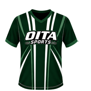 Maillot de rugby vert foncé et blanc à manches courtes, col en V, uniforme d'équipe, respirant, léger, personnalisable, pour l'entraînement sportif - Product Image 1