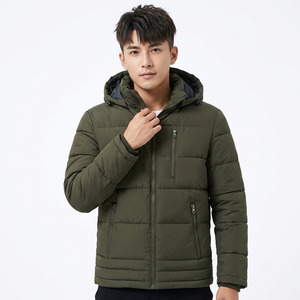 Men's Hooded Streetwear <b>Jacket</b> Winter Thick <b>Warm</b> Zipper Front Casual Olive Green Polyester Wadding Stand Collar <b>Waterproof</b> - Product Image 6