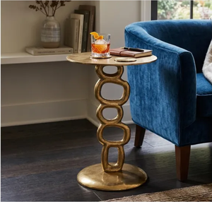 <b>Gold</b> Painted Metal Coffee <b>Table</b> <b>Round</b> Side <b>Table</b> Sculptural Metalaccent <b>Table</b> for Living Room Villa Decor - Product Image 6