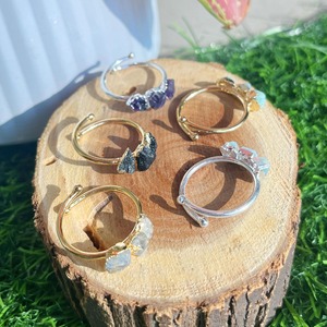 Raw Moonstone Adjustable <b>Ring</b> – Handmade Gold Electroplated Crystal <b>Statement</b> <b>Ring</b> - Product Image 5