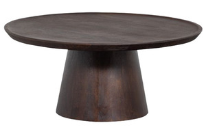 Table basse ronde en bois moderne, design minimaliste, fabrication artisanale, meubles de salon, finition noyer - Product Image 5