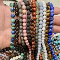Vente en gros de perles de pierres semi-précieuses naturelles de 8 mm, brin de 44 à 47 perles, perles en cristal sculptées écologiques pour bracelets et bijoux