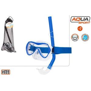 Set Maschera da Snorkeling Aqua Sport Junior Blu in Silicone Senza Lattice Regolabile per Bambini Attrezzatura da Nuoto - Product Image 1