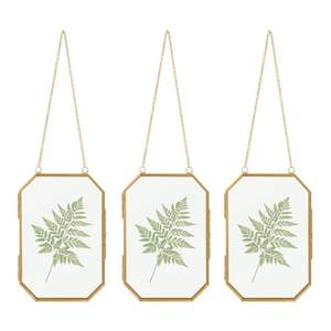 Cadre photo suspendu en laiton doré style nordique, double face, pour herbarium et fleurs pressées - Product Image 1