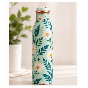 Botella de Agua Metálica de Lujo con Diseño de Loros Tropicales y Tapa de Cobre, Portátil para Viajes - Product Image 3