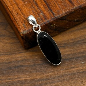 Pendentif en spinelle noire, fait main, en argent sterling 925, forme cœur, bijou en pierre naturelle, cadeau - Product Image 3