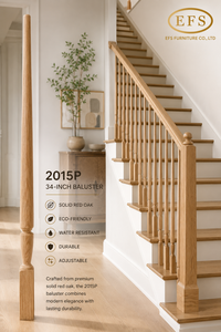 EFS Premium Poteaux en Bois Massif de Caoutchouc Ajustables 34" Modèle 2015P, Balustres Sculptés en Bois Moderne, Écologiques et Résistants à l'Eau - Product Image 2