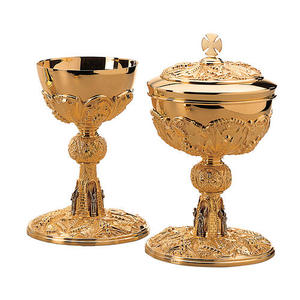 Calice en laiton de haute qualité, design gravé tendance, fait main, pour service de vin, articles religieux, couleur assortie, également idéal comme cadeau - Product Image 4