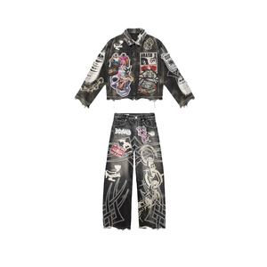 Nouvelle Arrivée Personnalisé 100% Coton Denim Ensembles Poids Lourd Thermique Réversible Séchage Rapide Adultes Hiver Imprimé Coupe-Vent - Product Image 1