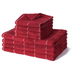 <b>Red</b> Cotton <b>Towel</b> Set Rectangular Woven Solid Color Pla in Home Use - Product Image 1