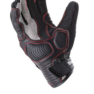 Guantes de Motociclismo de Cuero Genuino Negro y Rojo, con Malla, Protección Completa en los Nudillos, Palma Acolchada, Resistentes al Viento y Muñequera Ajustable - Product Image 6