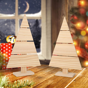 Arbres de Noël artisanaux de luxe en forme d'arbre, non finis, pour l'extérieur, avec lumières LED DIY, arbre de Noël en bois sur pied - Product Image 5