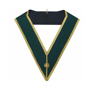 Collar de Grados Masónicos del Gran Consejo - Verde con Trenza Dorada, Collar de Terciopelo Personalizado, Fabricante de Regalia Ceremonial - Product Image 1