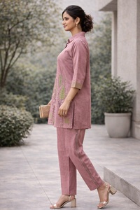 Luxurious Collection of Women's Co-ord Pink Set of Half Sleeve For Regular and Party Wear Available at Low Price - Product Image 4