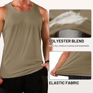 Débardeur de sport pour homme, sans manches, séchage rapide, col rond, 100% polyester, pour entraînement, gym, fitness, musculation, streetwear, uni - Product Image 4