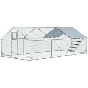 Pollaio e Recinto 9FT X 20FT X 6FT con Copertura Impermeabile e Anti-UV per 18-24 Galline, Mangiatoia Sospesa - Product Image 1