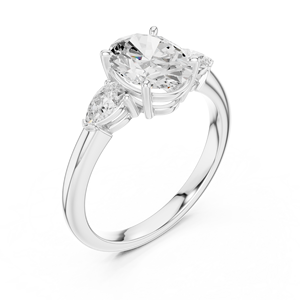 Anillo de Compromiso de Moissanita de Diseño Moderno Vinson Project, Corte Ovalado en el Centro, Gemas Laterales en Forma de Pera, Acero Inoxidable, Chapado en Oro de 18K, GRA - Product Image 3