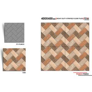 Export Quality 40x40cm Embossed Rustic Matte Porcelain Parking Tiles-9mm Non-Slip Digital Outdoor Floor Firebrick Hall Mall - Product Image 6