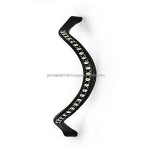 Cristales redondos de cristal blanco y negro de marca personalizada diamante con incrustaciones de canal vacío banda de ceja de caballo de cuero acolchado - Product Image 5