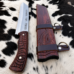 Couteau Viking Seax fait main en acier à haute teneur en carbone, lame fixe, couteau de survie et de chasse pour le bushcraft avec étui en cuir, vente en gros - Product Image 3