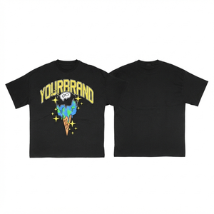 เสื้อยืดโอเวอร์ไซส์ผู้ชาย พรีเมียม 240 GSM ผ้าฝ้าย 100% เนื้อหนานุ่ม ระบายอากาศได้ดี สกรีนลายกราฟิกโลโก้ตามสั่ง สีดำ สีขาว - Product Image 1