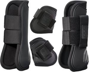 Bottes de tendon de protection de jambe de cheval complètes durables et sécurisées avec ensemble de genoux flexibles pour l'entraînement et le saut - Product Image 2