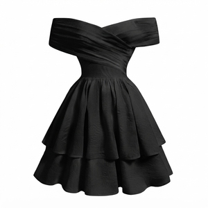 Off The Shoulder A Line Mini <b>Dress</b> Women Solid Purple Satin Pleated Fitted Elegant Party <b>Spring</b> Casual Woven Fabric - Product Image 6
