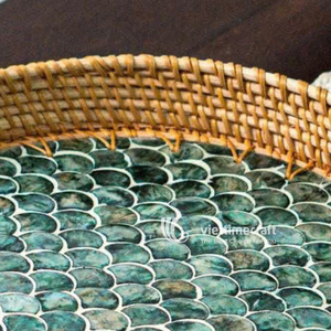 ถาดโมเสกฝังลายเปลือกหอยมุก ถาดเสิร์ฟหวายทำมือ - Product Image 3