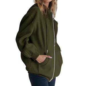 Nouvelle Arrivée OEM 2026 – Sweats à Capuche Femme Personnalisés, Vestes Oversize Décontractées avec Cordon de Serrage et Poches, Fermeture Éclair Intégrale - Product Image 2