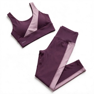 Conjunto de Yoga para Mujer Amkoor de 2 Piezas: Sujetador Deportivo Racerback y Leggings de Cintura Alta con Costuras en Contraste, Sin Costuras y Elásticos - Product Image 5