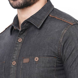 Professional Supplier Turn-Down Collar Cotton Spandex Solid Color <b>Jeans</b> Denim <b>Men</b> <b>Shirt</b> Wholesale Long Sleeve Denim <b>Men</b> <b>Shirt</b> - Product Image 3