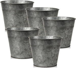 Juego de Macetas de Metal Galvanizado Vintage y Duradero para Interiores, Diseño Decorativo de Rejilla, MORADABAD ART METAL WARE, para Sala de Estar o Balcón - Product Image 1