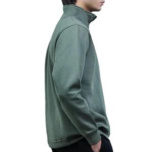 Sweat-shirts imprimés à fermeture éclair quart de tour vert foncé sur mesure, en tissu respirant, motif uni, pull tendance pour hommes - Product Image 3