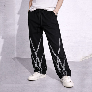 OEM Women's Joggers Polyester Cotton Casual Wide Leg Pants <b>Custom</b> Screen Print Graphic Trousers Personalized Street Apparel Wear - Product Image 1