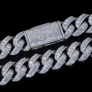 Collar de Cadena Cubana de 22 Pulgadas, Plata 925 con Baño de Rodio, Estilo Hip Hop, con Moissanita Brillante, Aspecto de Diamante, Joyería para Regalo de Fiesta - Product Image 3