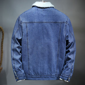 Veste en jean d'hiver pour homme, style décontracté, chaude et épaisse, avec col en fourrure, type bomber, vêtement d'extérieur - Product Image 4