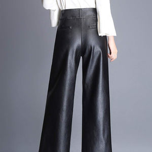 Pantalon en cuir pour femme, design personnalisé, haute qualité, nouveau style, hiver, devant plat, tissu toile, pantalon en cuir pour femme - Product Image 5