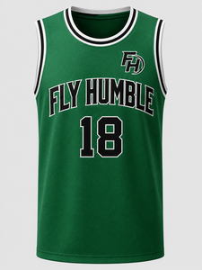 Maillot de basket-ball Fiy Humble Sportwear pour homme, manches courtes, maille respirante, taille plus, sangle réglable, col rond, numéro 18, adulte - Product Image 1