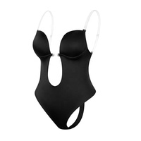 2026 Corset gainant intégral sexy en Spandex pour femme, soutien-gorge décolleté en V profond, culotte string, logo personnalisé, sous-vêtement push-up invisible amincissant en soie