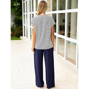 Women Spring Summer Two Piece Set Casual Top <b>Elastic</b> Waist Pants Lounge Wear Wholesale - Product Image 4